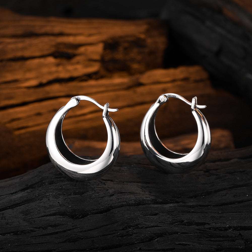Women's Geometric U-shaped Silver 925 Earrings - ChoreGirl