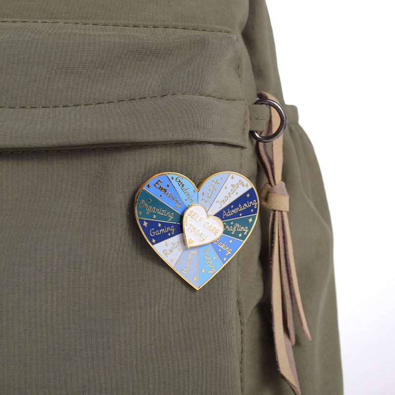 Double Layer Loving Heart Shape Rotating Badge Pin - ChoreGirl
