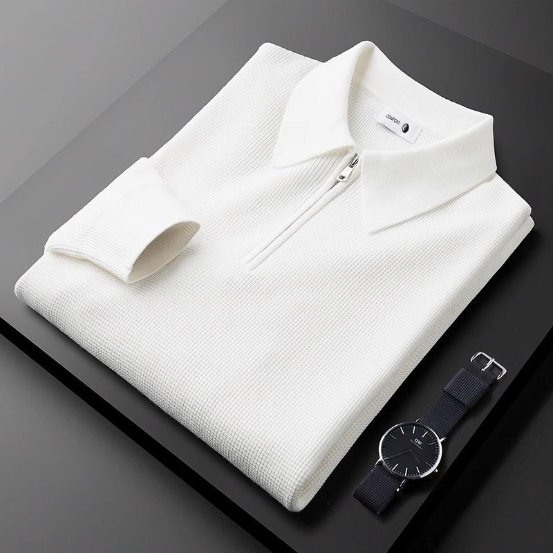 Men's Leisure Warm Knitted Half Zipper And Lapel Collar Sweater - ChoreGirl