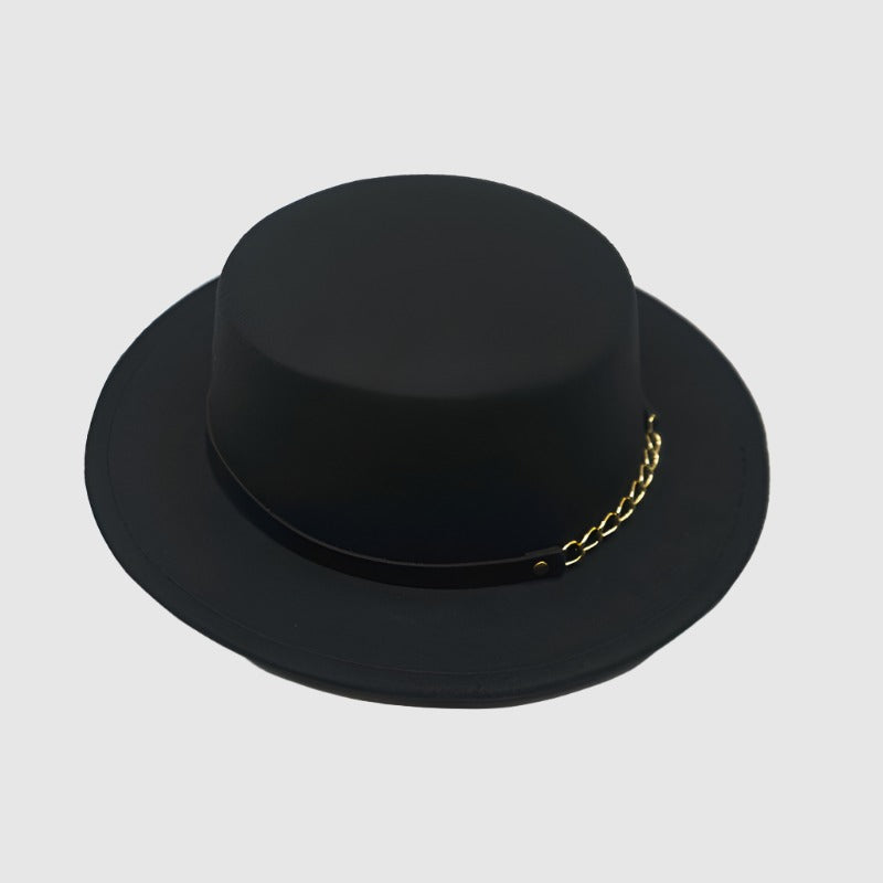 Unisex Solid Color Retro British Style Flat Top Hat - ChoreGirl