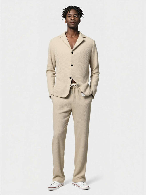 Men's Knit Pattern Two Piece Outfit Set - ChoreGirl