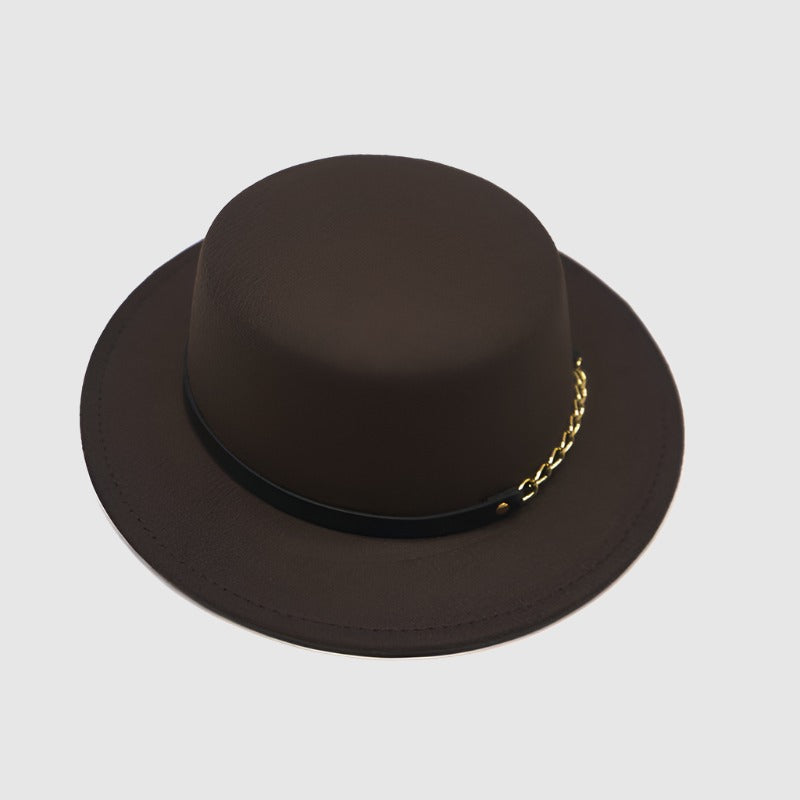 Unisex Solid Color Retro British Style Flat Top Hat - ChoreGirl