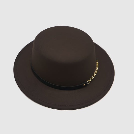 Unisex Solid Color Retro British Style Flat Top Hat - ChoreGirl