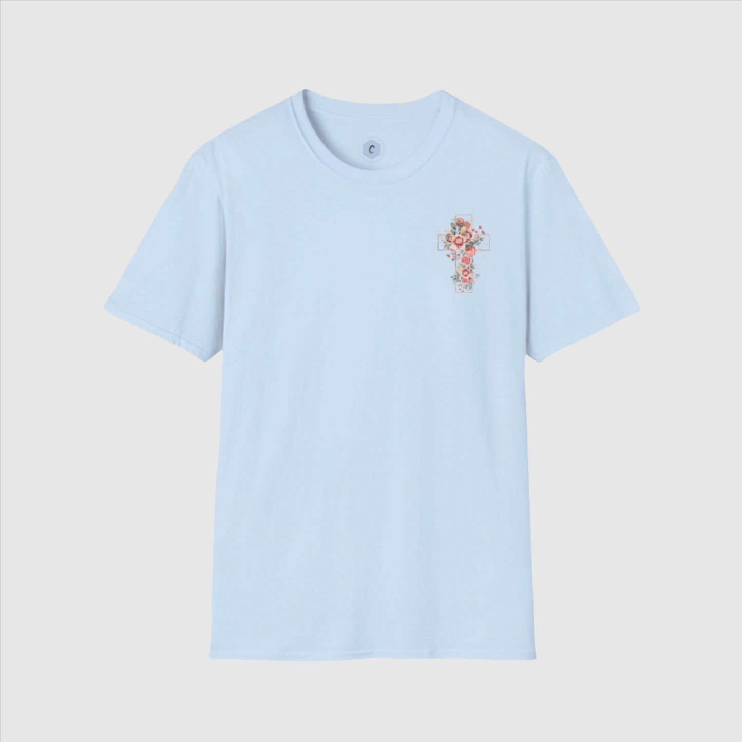 Custom Unisex Blooming Flower Cross Softstyle T-Shirt | PERSONALIZED - ChoreGirl