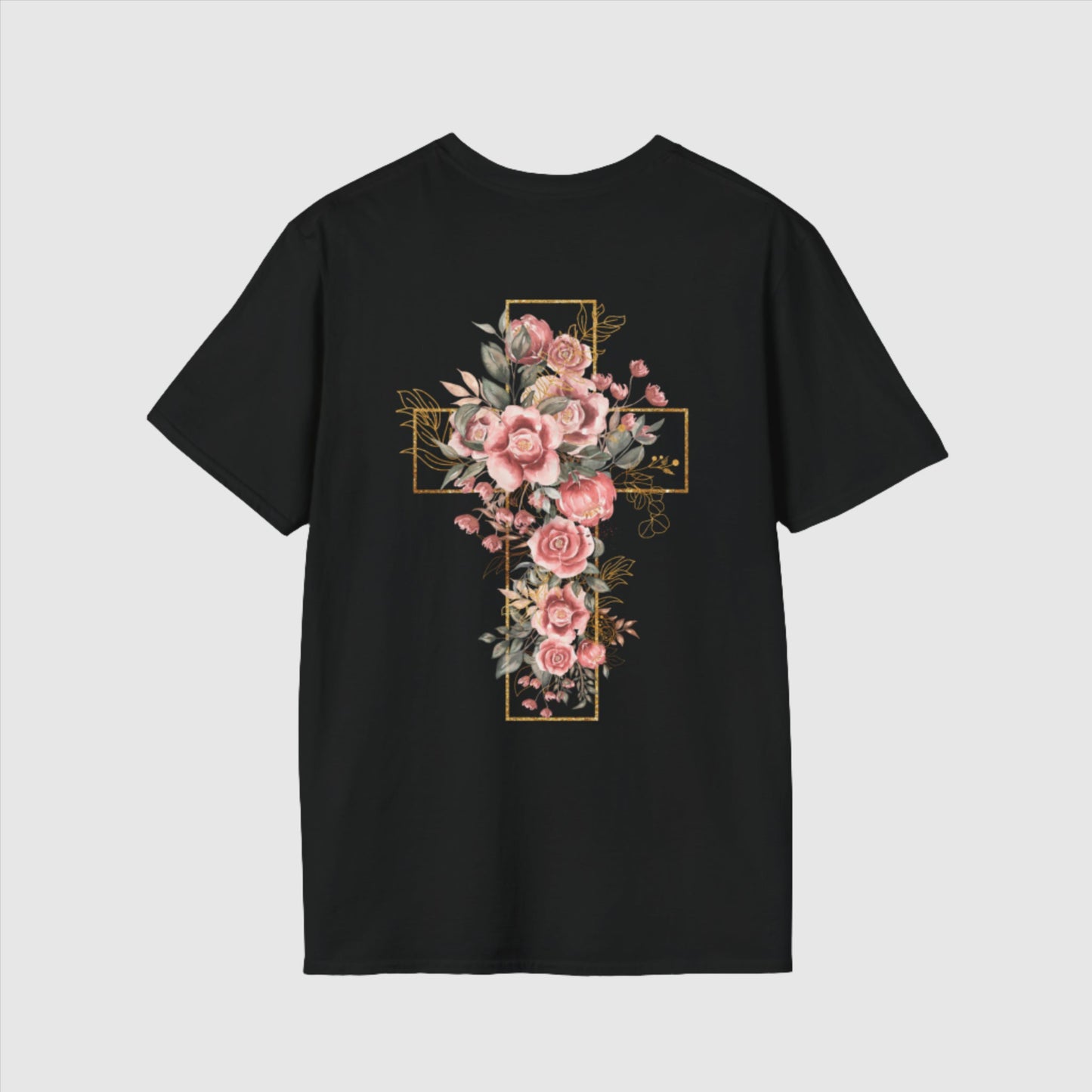Custom Unisex Blooming Flower Cross Softstyle T-Shirt | PERSONALIZED - ChoreGirl