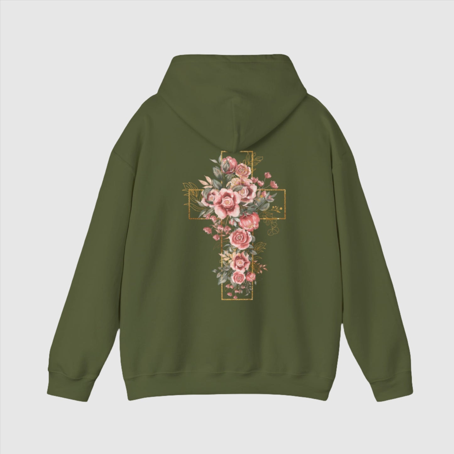Custom Unisex Blooming Flower Cross Heavy Blend Hoodie | PERSONALIZED - ChoreGirl