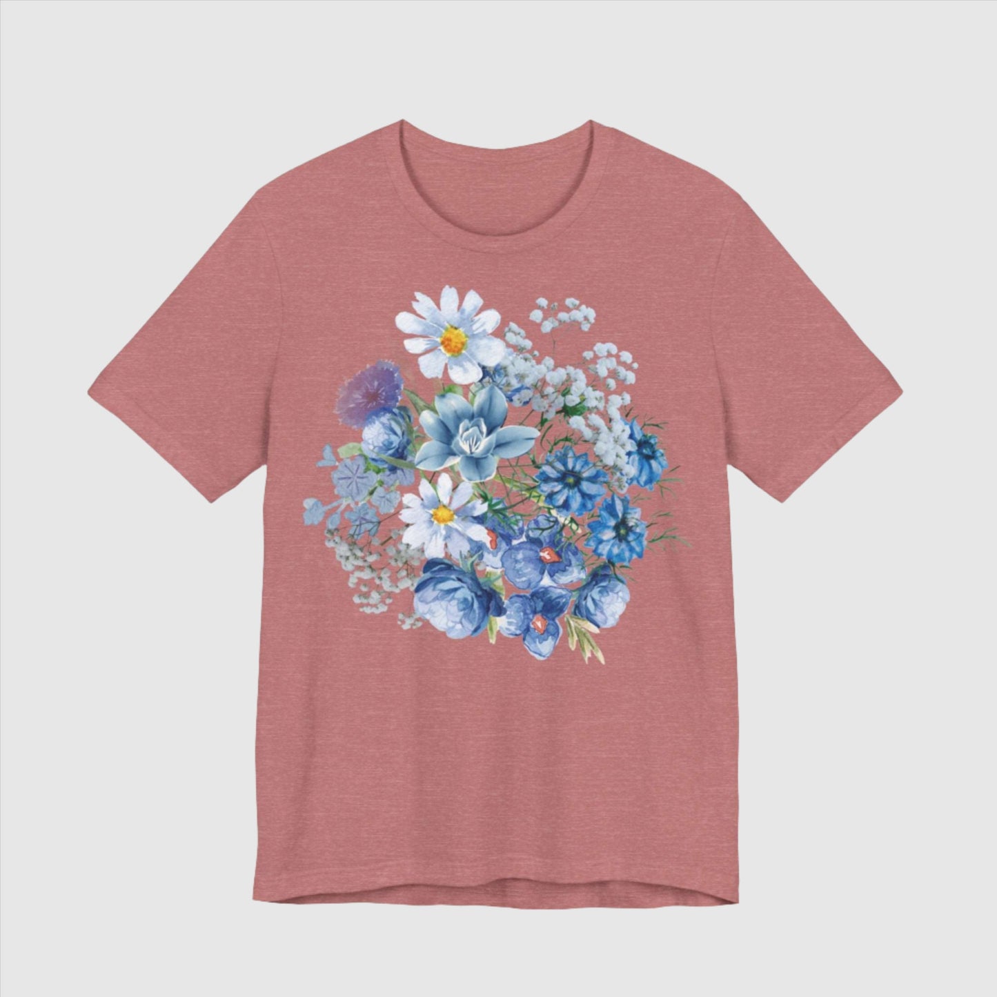 Custom Unisex Vintage Gardening Style Blue Flower Jersey Short Sleeve Tee | PERSONALIZED - ChoreGirl
