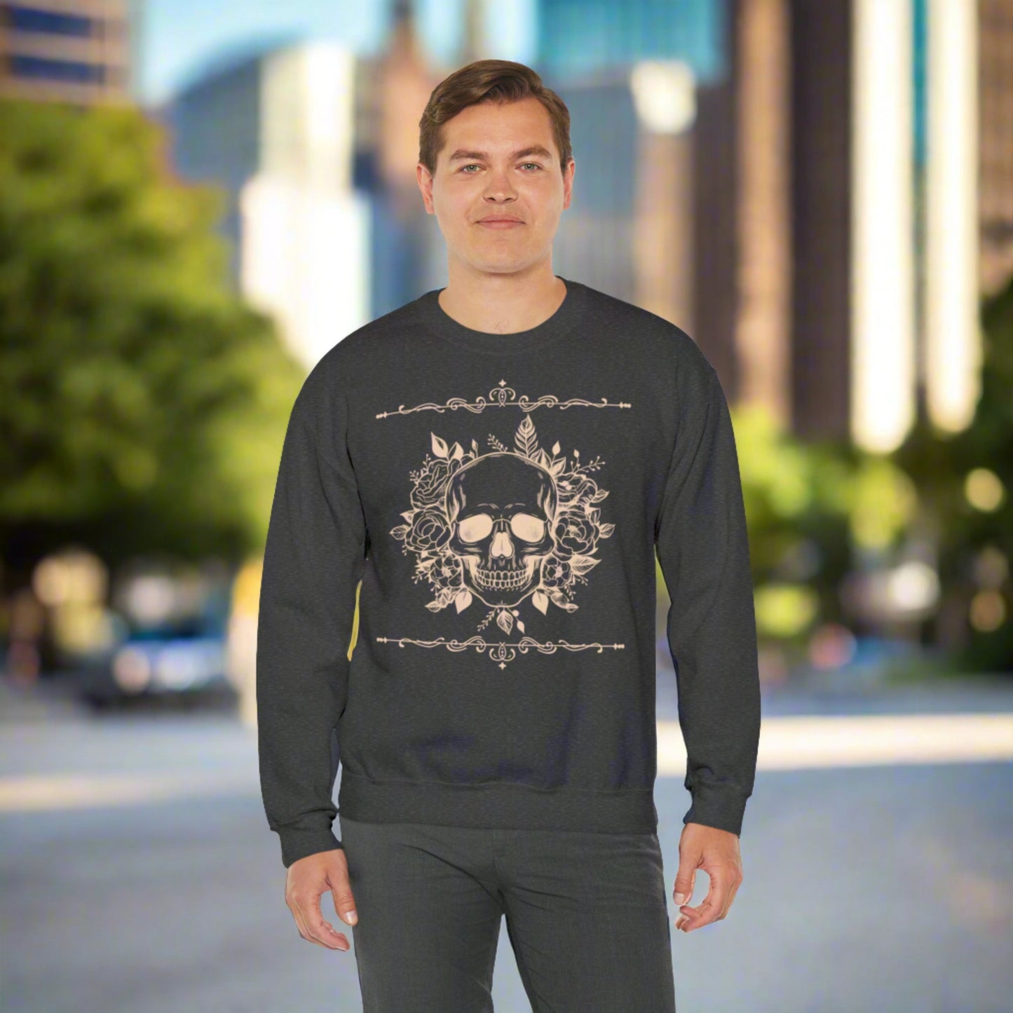 Custom Unisex Vintage Skull Heavy Blend Crewneck Sweatshirt | PERSONALIZED - ChoreGirl