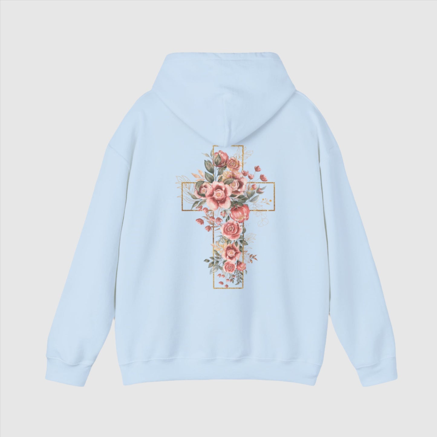 Custom Unisex Blooming Flower Cross Heavy Blend Hoodie | PERSONALIZED - ChoreGirl
