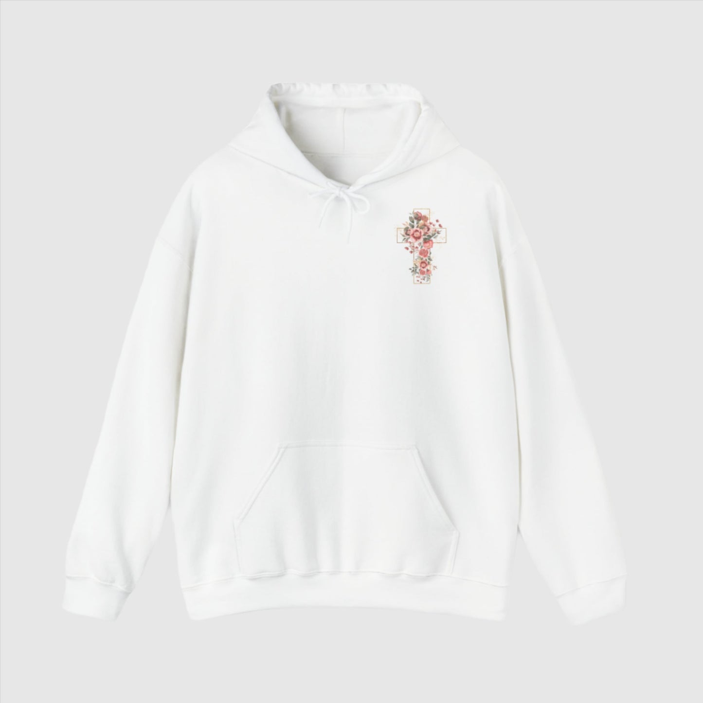 Custom Unisex Blooming Flower Cross Heavy Blend Hoodie | PERSONALIZED - ChoreGirl