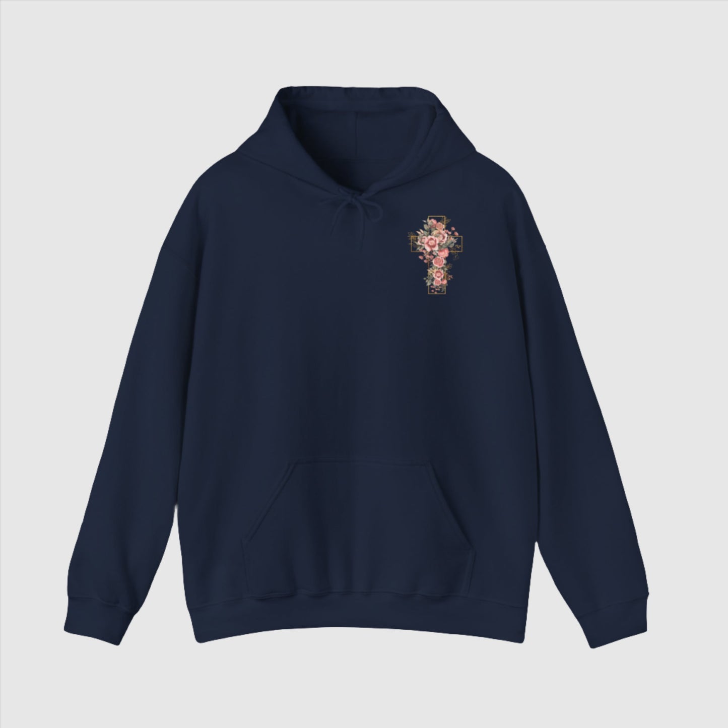 Custom Unisex Blooming Flower Cross Heavy Blend Hoodie | PERSONALIZED - ChoreGirl