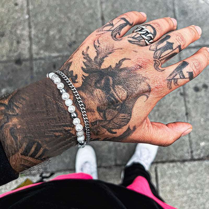 Men's Fashion Zircon Pearl Bracelet - ChoreGirl