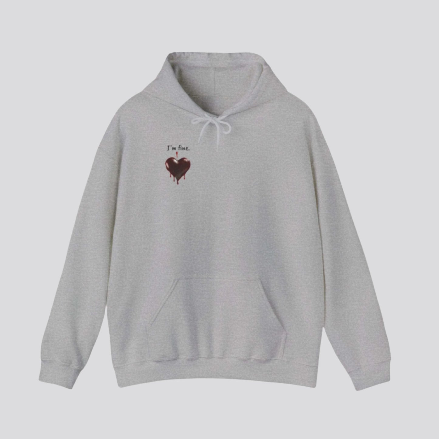 Custom Unisex Anti Valentine's Day I'm fine. Heavy Blend Hooded Sweatshirt | PERSONALIZED - ChoreGirl