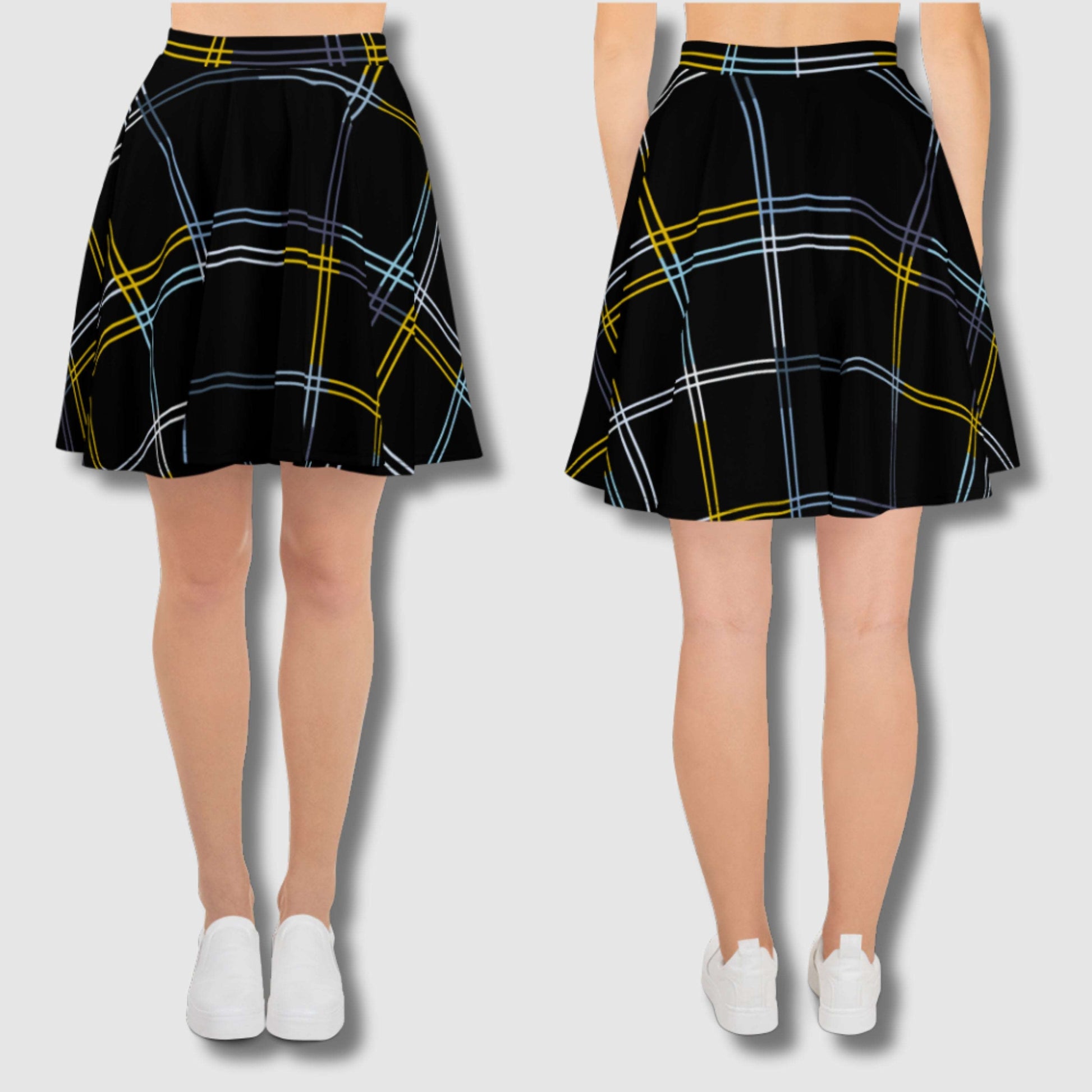 Custom Women's Black Checkered Skater Skirt | PERSONALIZED - ChoreGirl