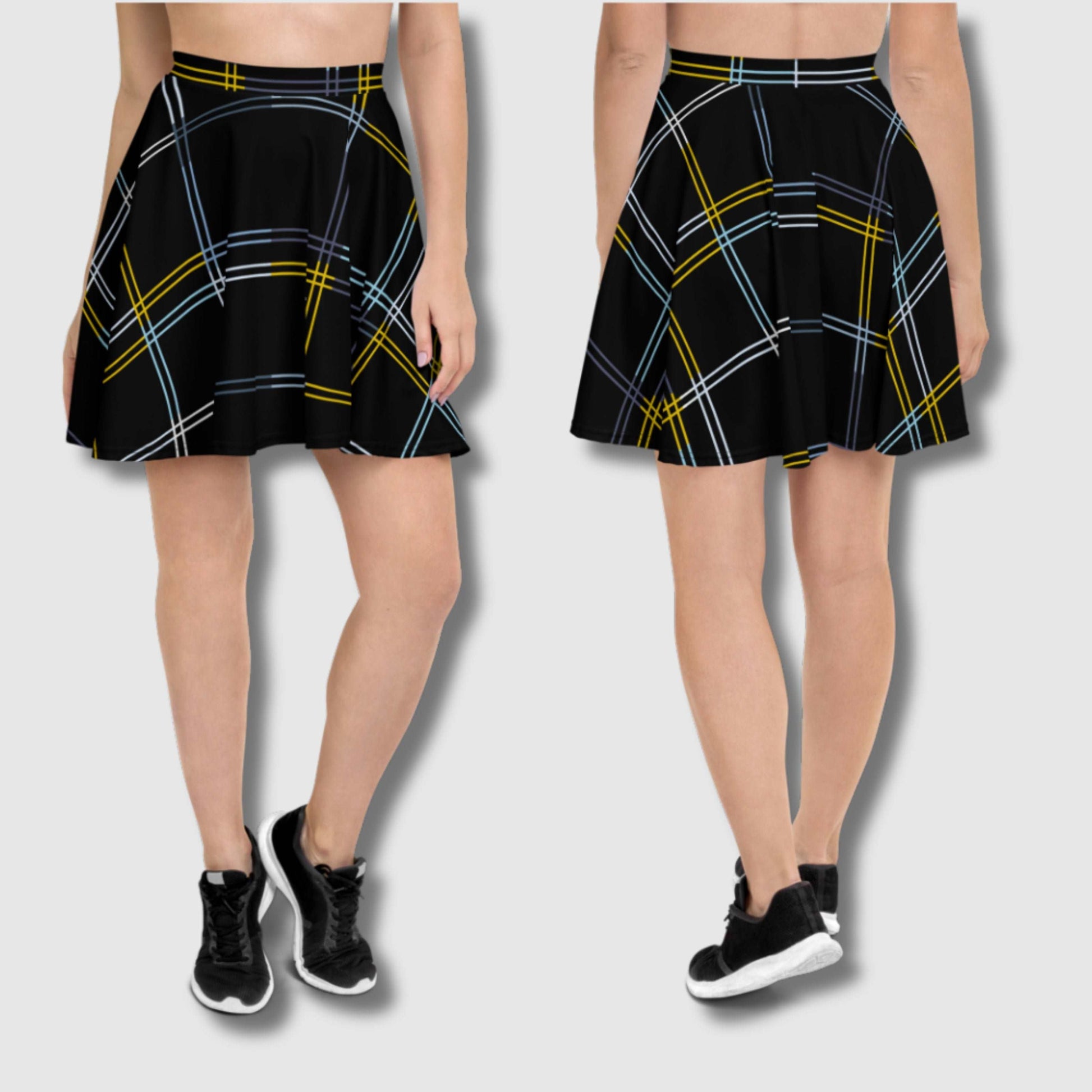 Custom Women's Black Checkered Skater Skirt | PERSONALIZED - ChoreGirl