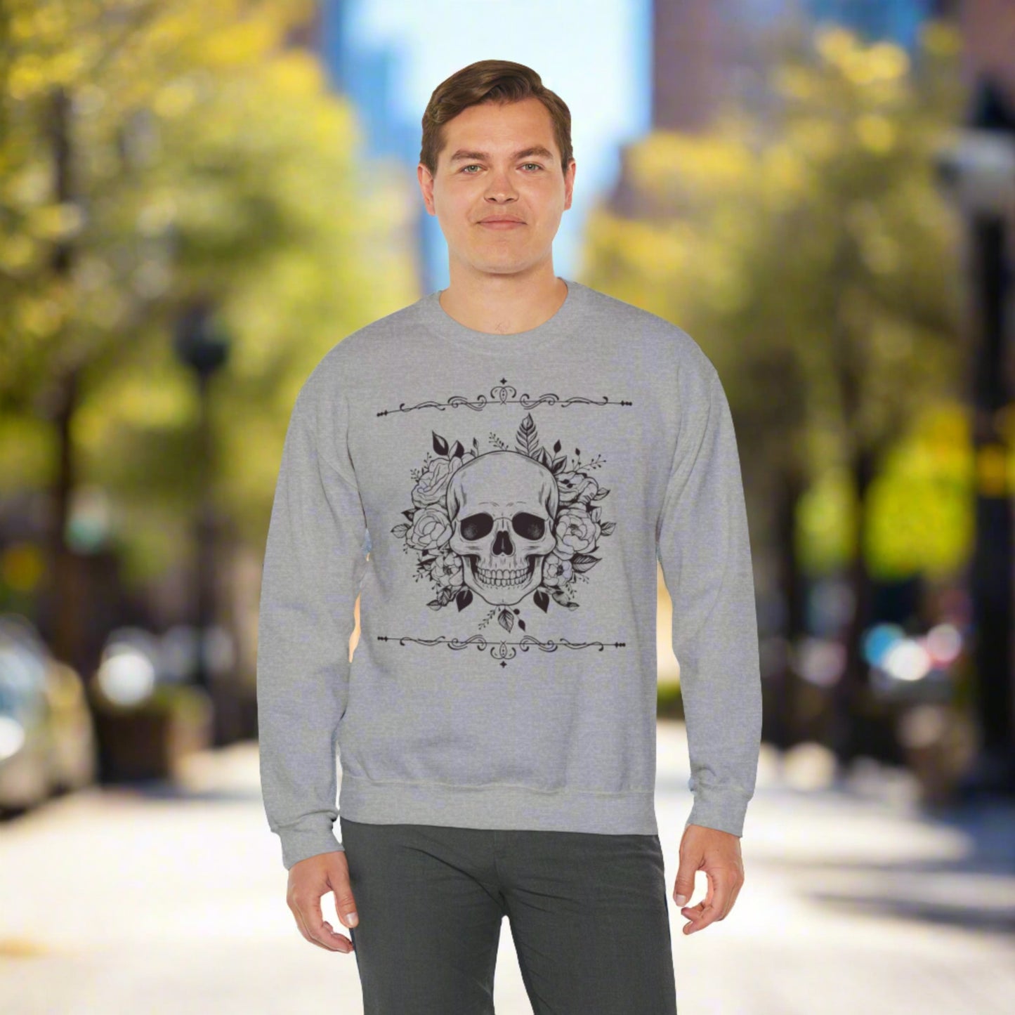 Custom Unisex Vintage Skull Heavy Blend Crewneck Sweatshirt | PERSONALIZED - ChoreGirl