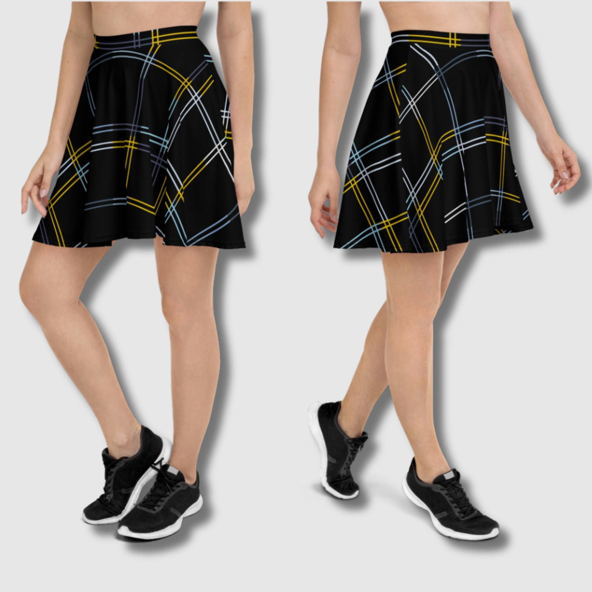 Custom Women's Black Checkered Skater Skirt | PERSONALIZED - ChoreGirl