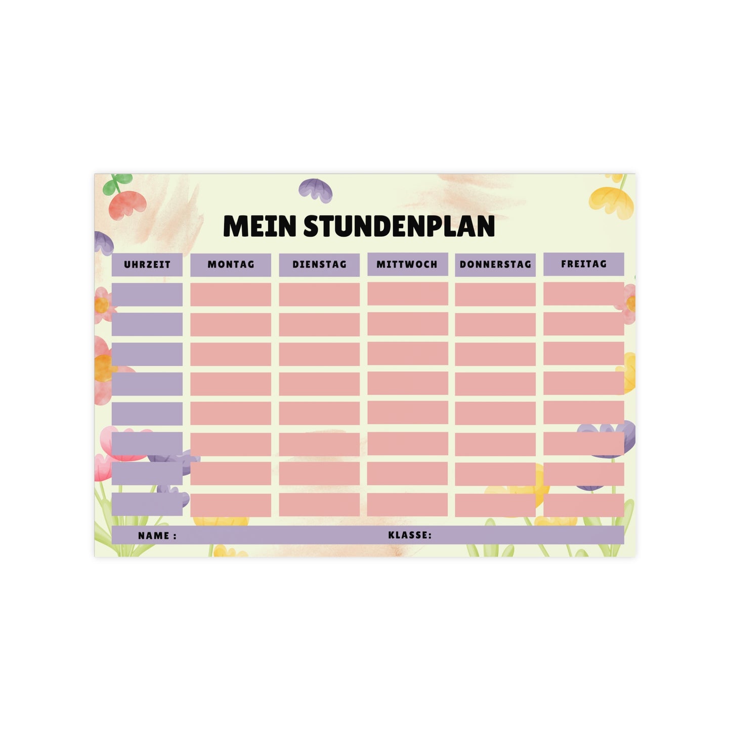 Custom Timetable with Colorful Designs - Available in German and English | PERSONALIZED - ChoreGirl