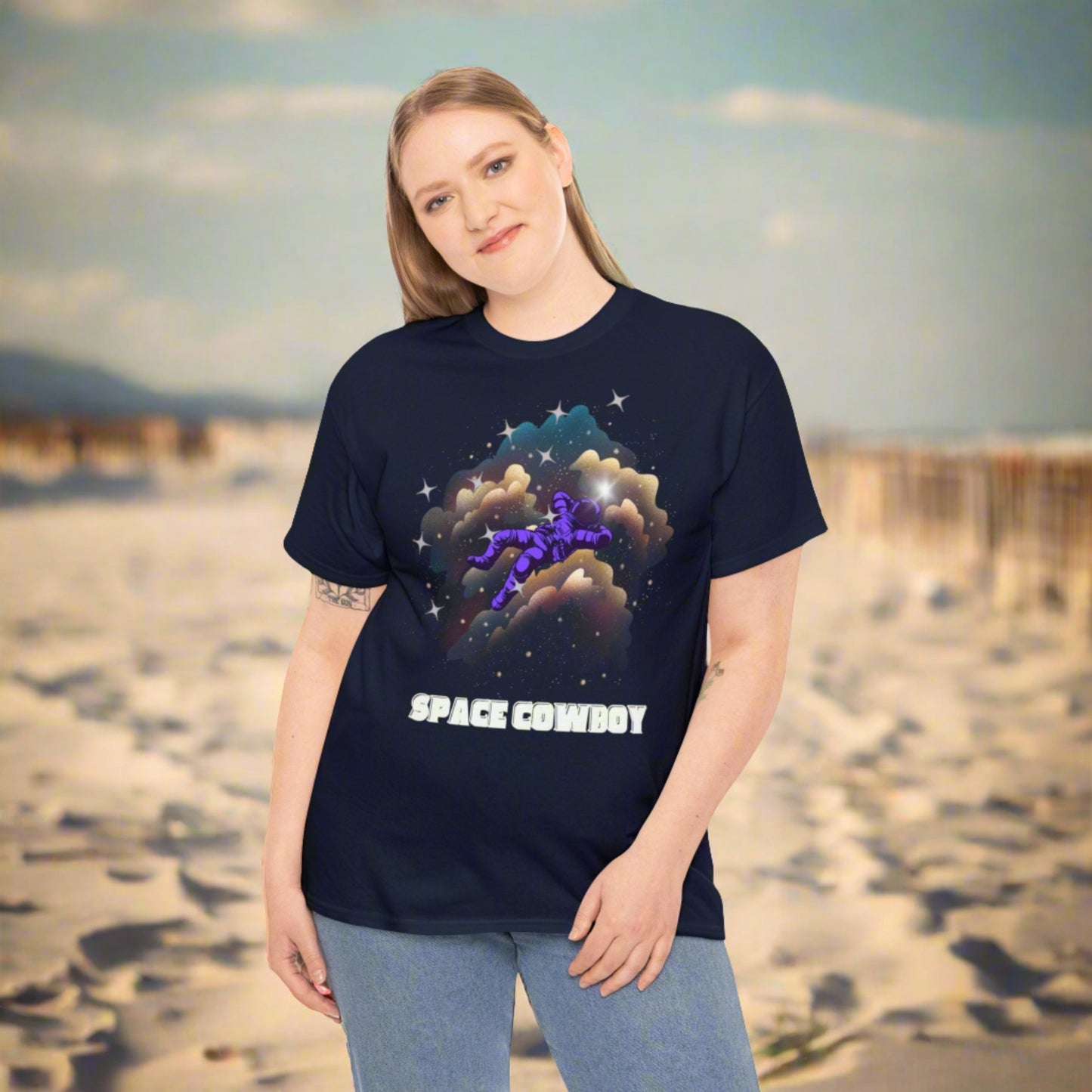 Custom Unisex Space Cowboy Heavy Cotton Tee T-Shirt | PERSONALIZED - ChoreGirl
