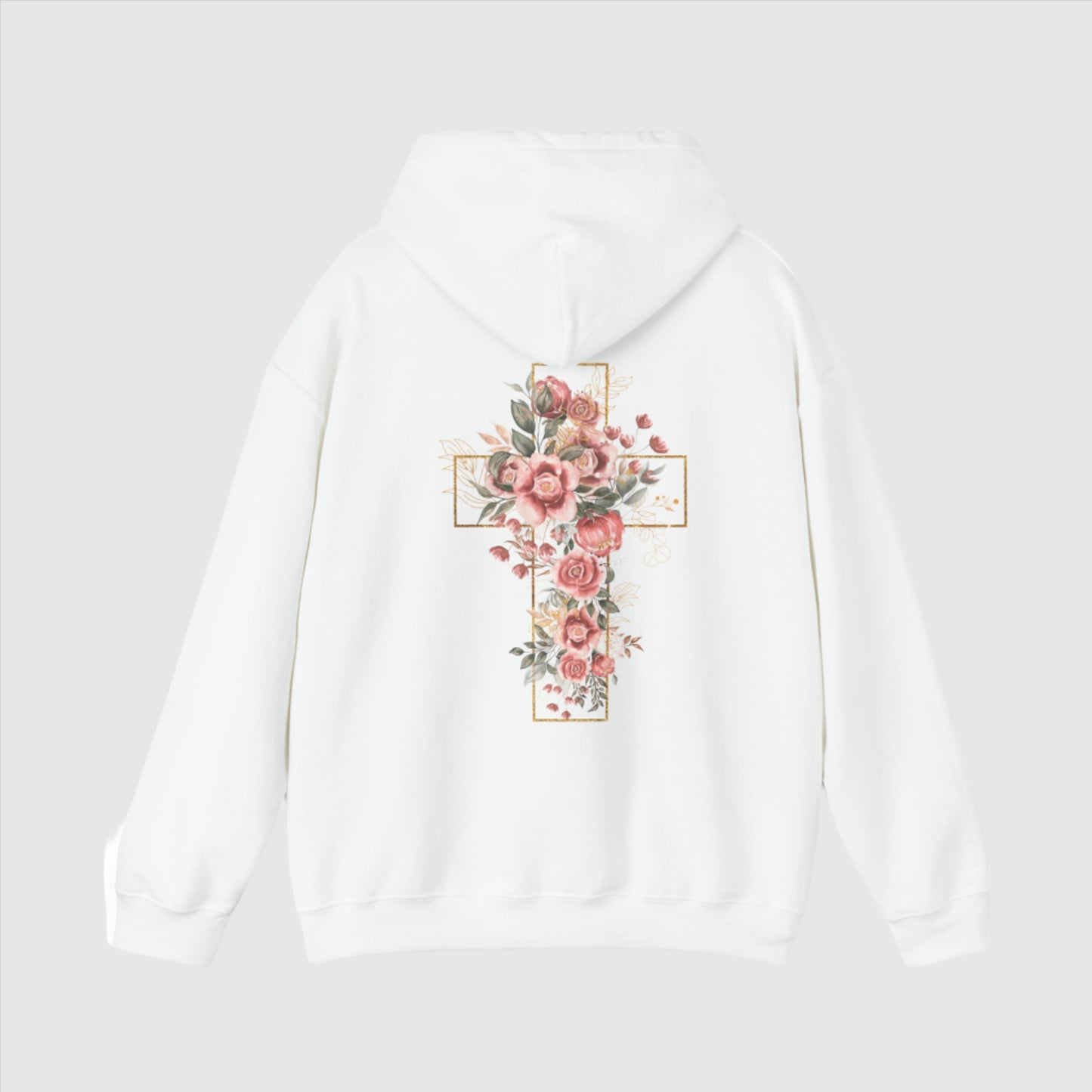 Custom Unisex Blooming Flower Cross Heavy Blend Hoodie | PERSONALIZED - ChoreGirl
