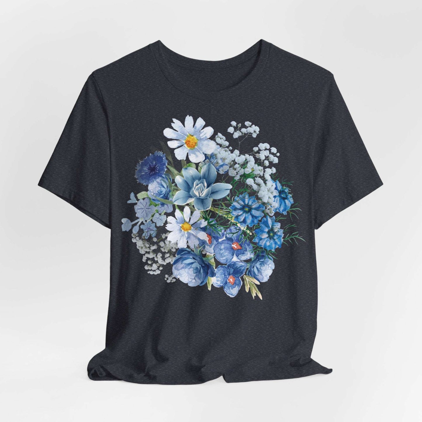 Custom Unisex Vintage Gardening Style Blue Flower Jersey Short Sleeve Tee | PERSONALIZED - ChoreGirl