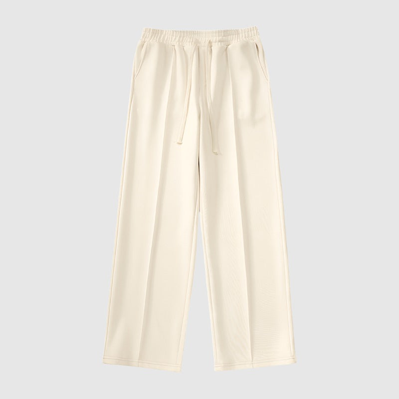Men's Casual Pleat Stitching Loose Wide Straight Leg Pants - ChoreGirl