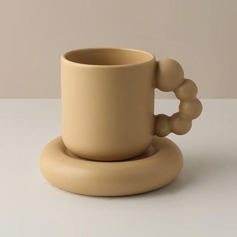 Bubbly Curvy Ceramic Mug with coaster, 300 ml - ChoreGirl