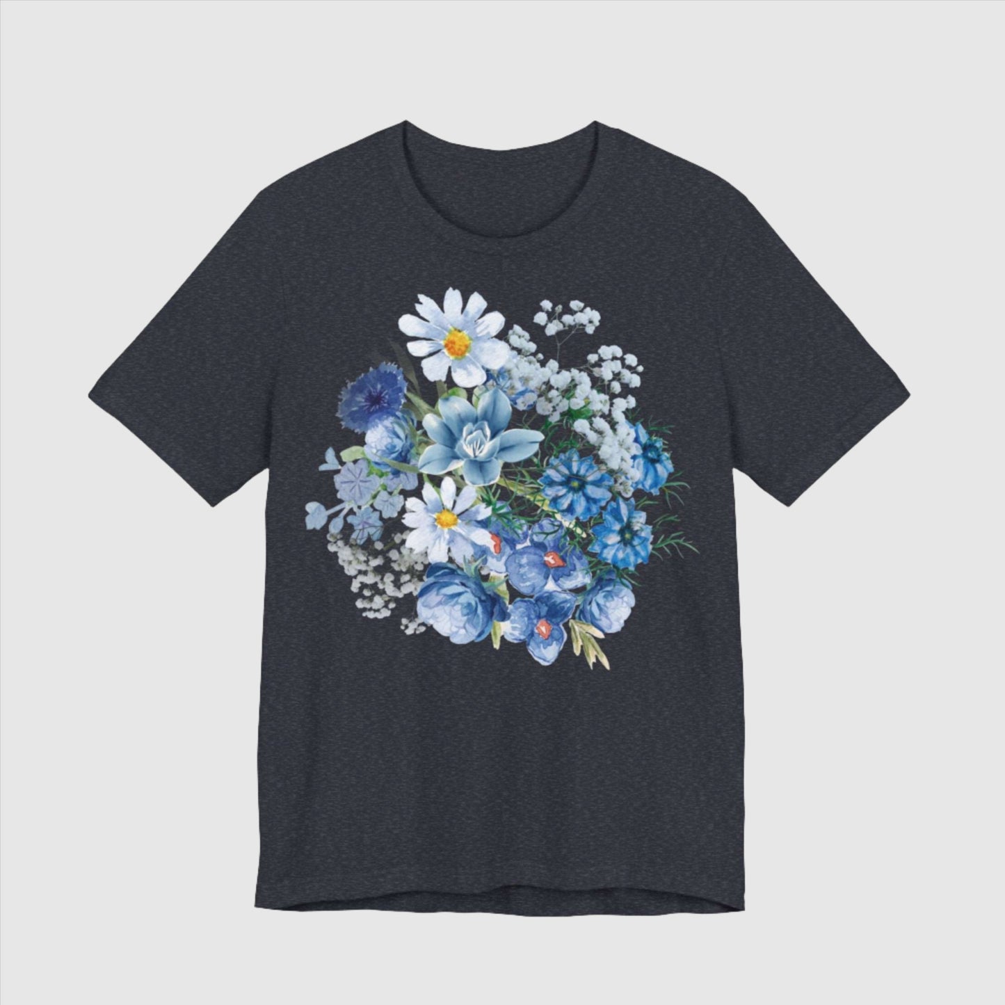 Custom Unisex Vintage Gardening Style Blue Flower Jersey Short Sleeve Tee | PERSONALIZED - ChoreGirl