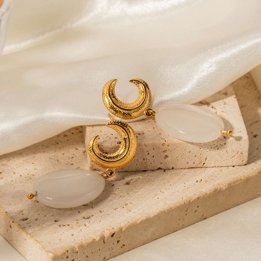 Women's Elegant Oval Crescent Earrings - ChoreGirl