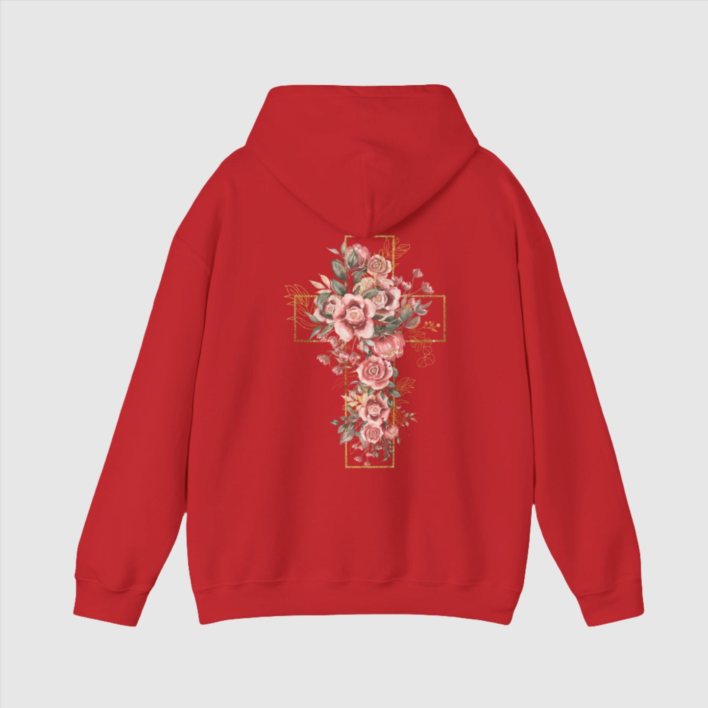Custom Unisex Blooming Flower Cross Heavy Blend Hoodie | PERSONALIZED - ChoreGirl