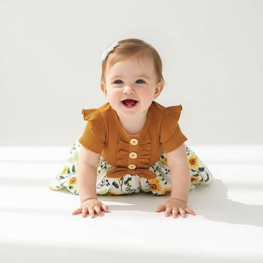 Baby Girl Vintage Bow Floral Dress