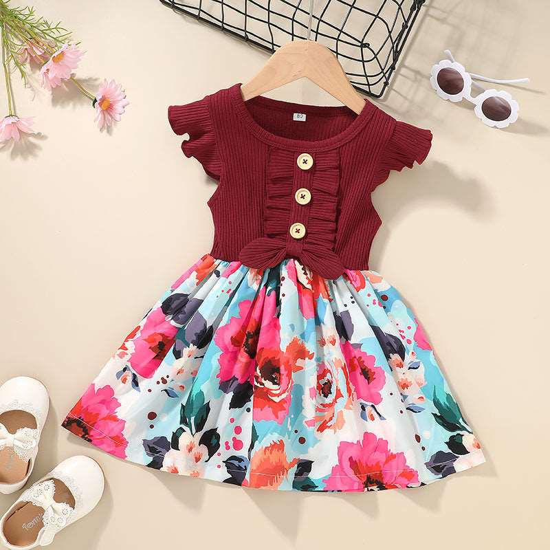 Baby Girl Vintage Bow Floral Dress - ChoreGirl