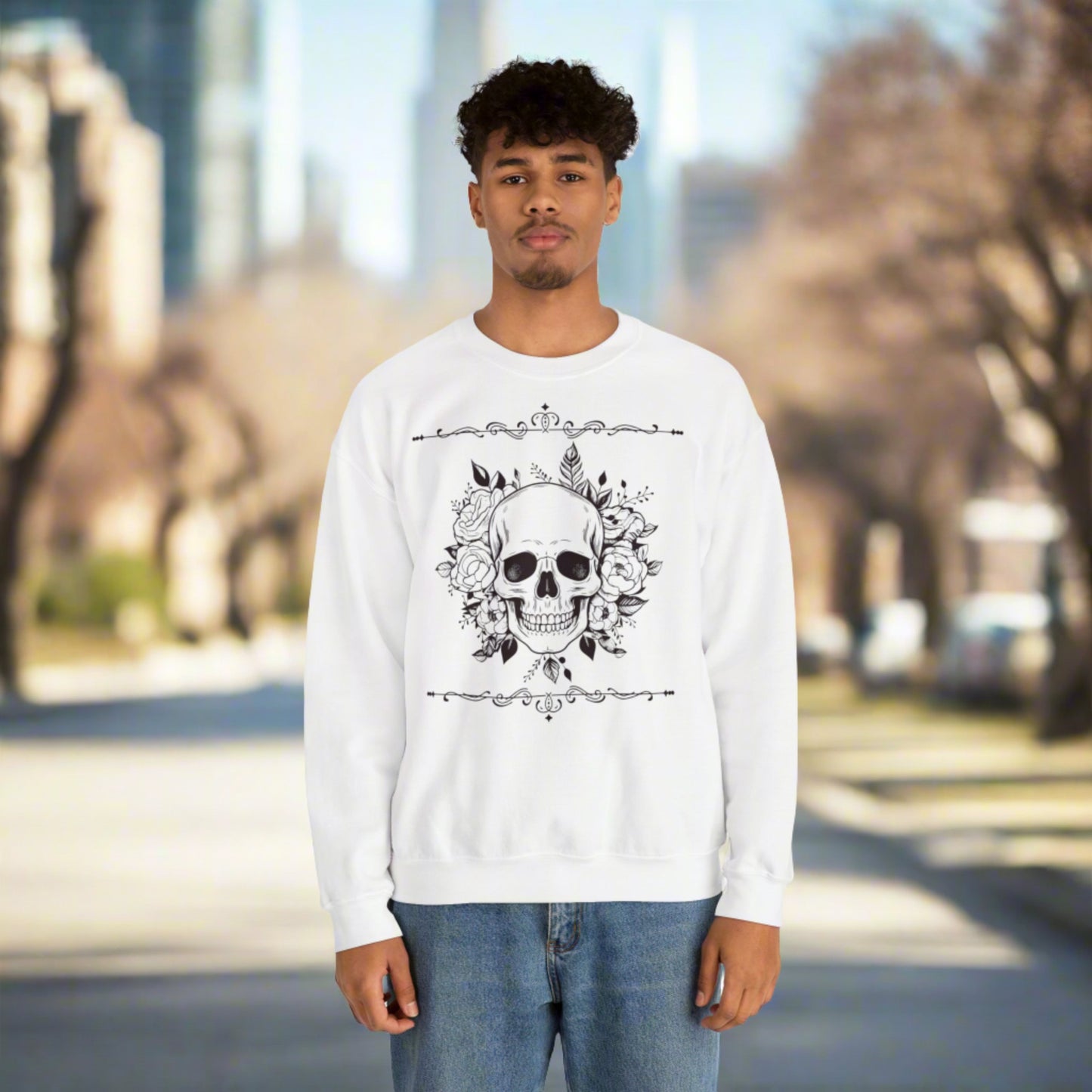 Custom Unisex Vintage Skull Heavy Blend Crewneck Sweatshirt | PERSONALIZED - ChoreGirl