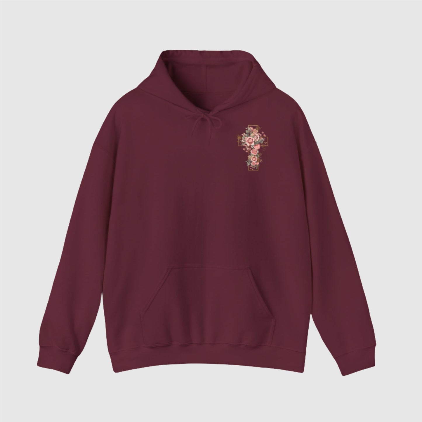 Custom Unisex Blooming Flower Cross Heavy Blend Hoodie | PERSONALIZED - ChoreGirl