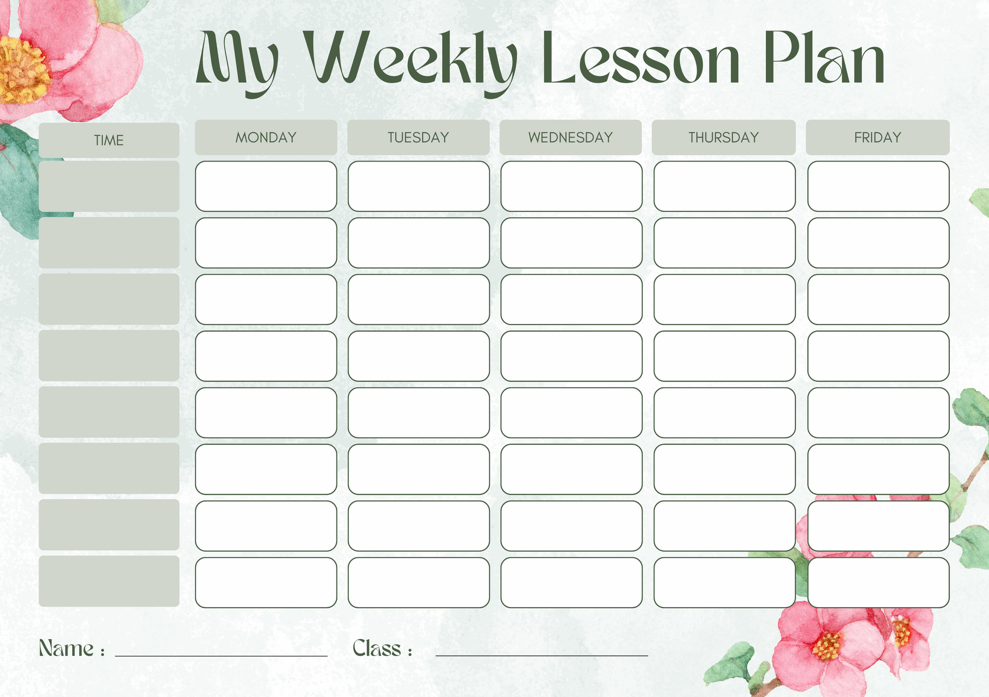 Custom Timetable with Colorful Designs - Available in German and English | PERSONALIZED - ChoreGirl