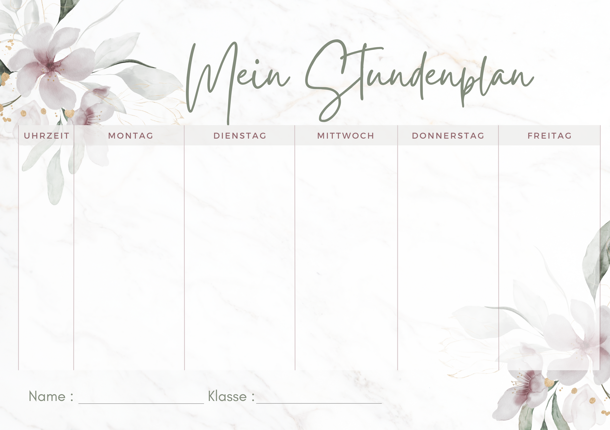 Custom Timetable with Colorful Designs - Available in German and English | PERSONALIZED - ChoreGirl