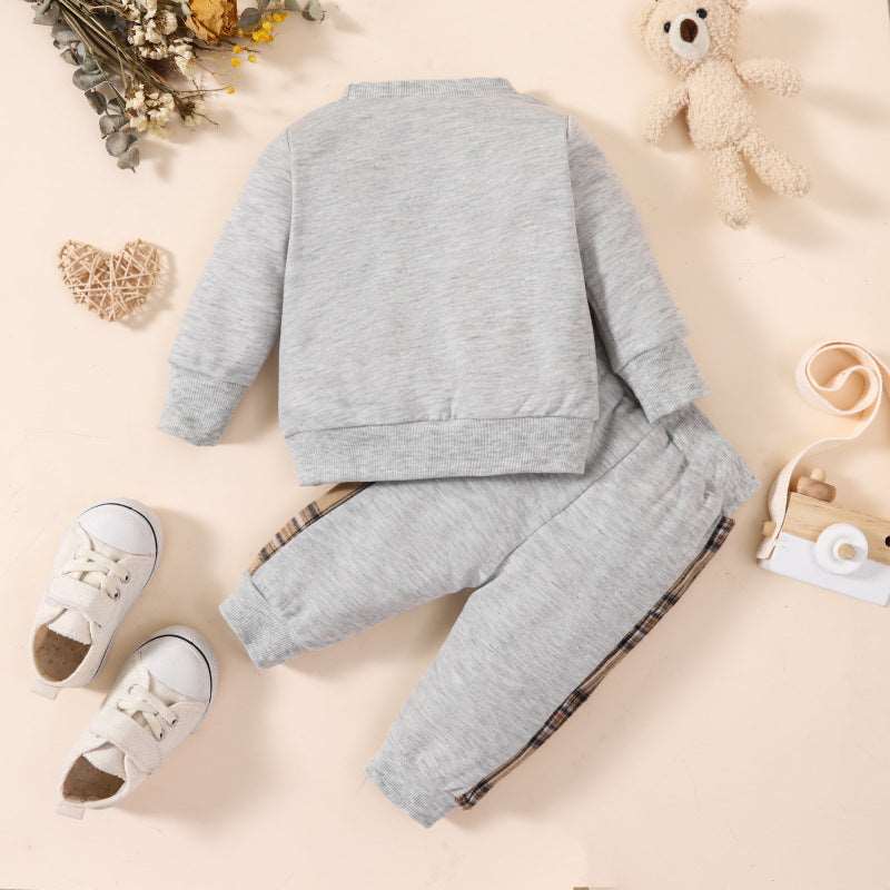 Baby Boy Long Sleeved Sweatshirt and Pants Two-piece Outfit Set - ChoreGirl