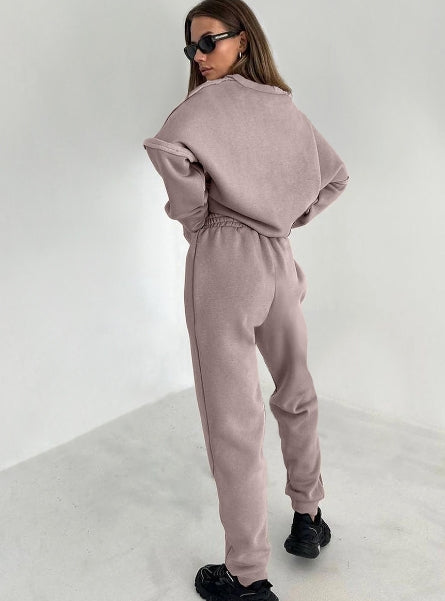 Women's Basics - Oversized Sweatshirt and Pencil Pants Two-piece Outfit Set - ChoreGirl