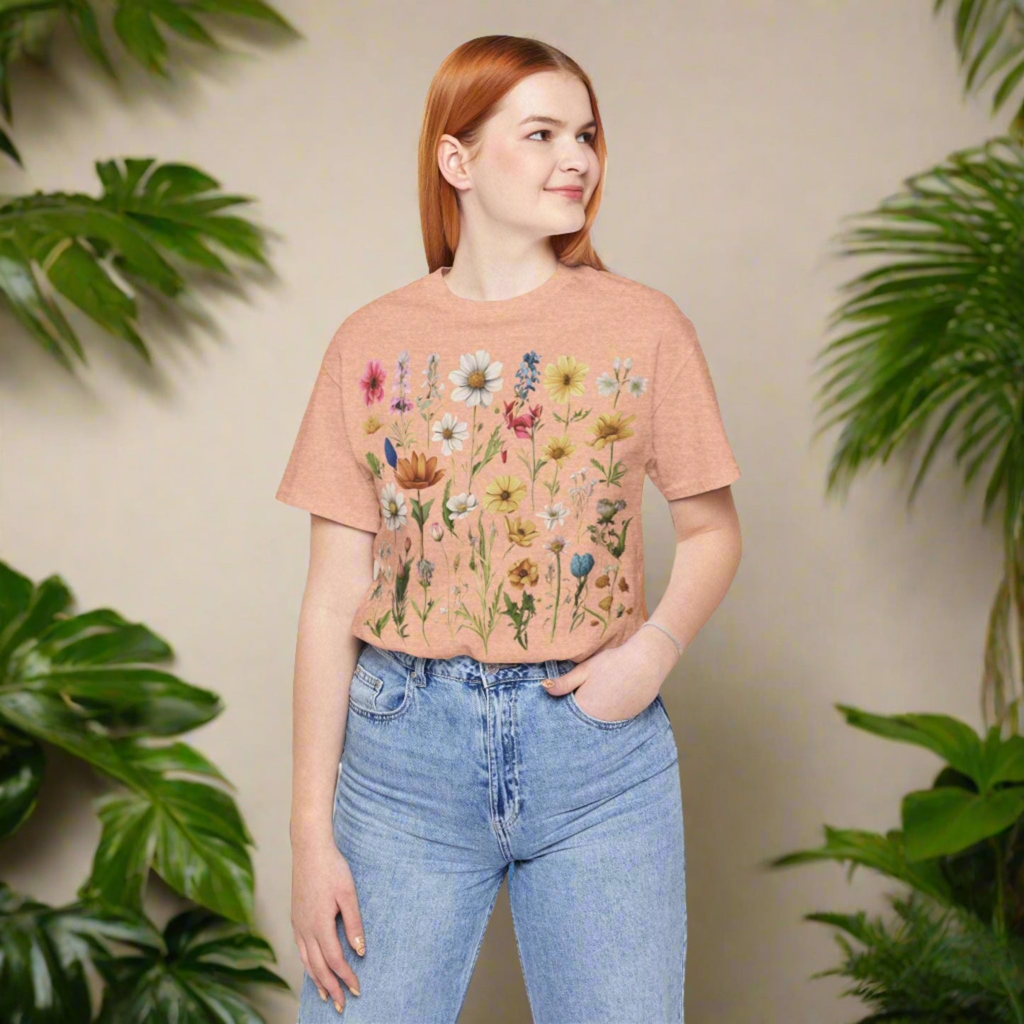 Custom Unisex Vintage Gardening Style Flower Jersey Short Sleeve Tee | PERSONALIZED - ChoreGirl