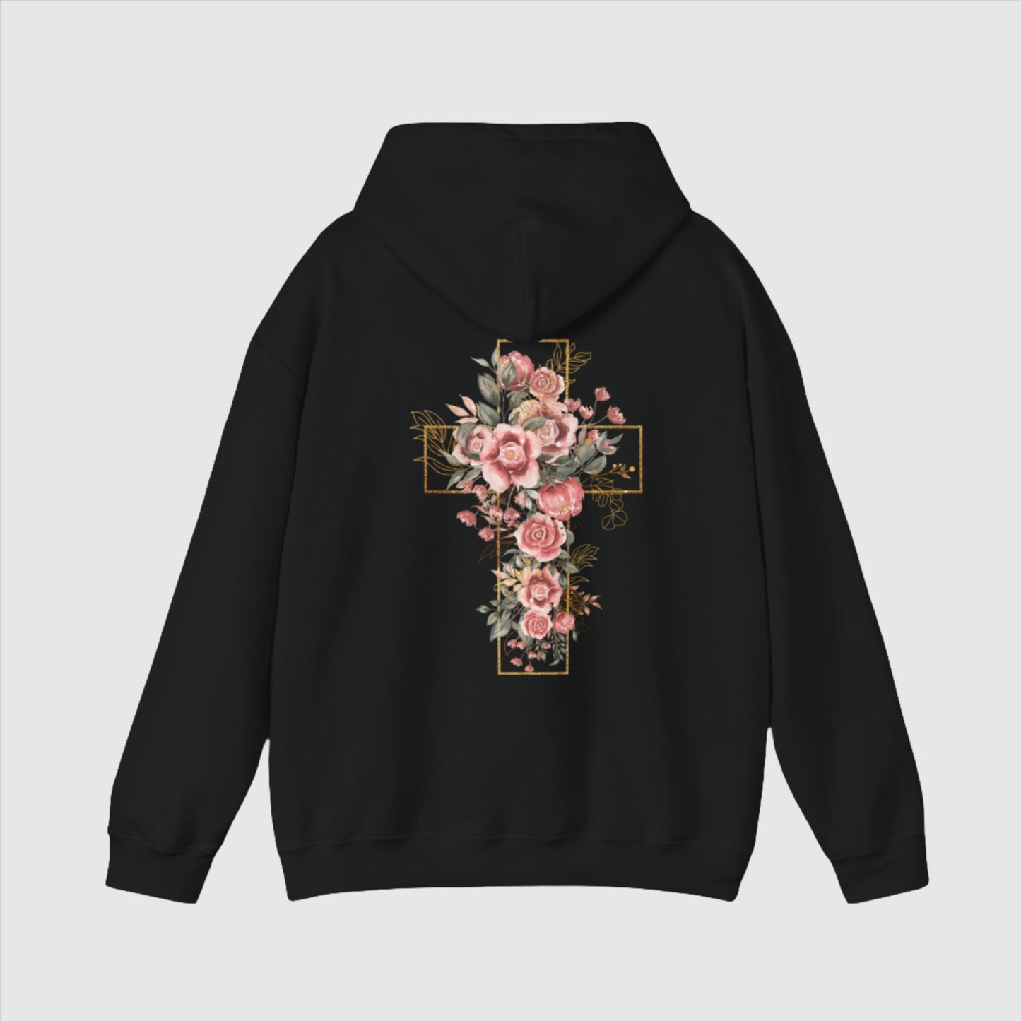 Custom Unisex Blooming Flower Cross Heavy Blend Hoodie | PERSONALIZED - ChoreGirl