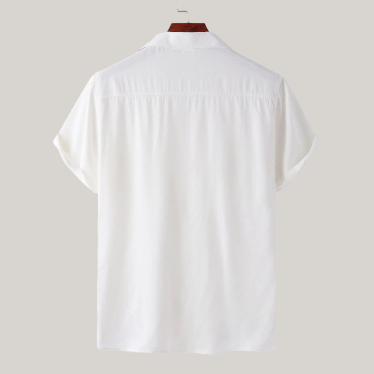 Men's Casual Solid Color Short Sleeved Button-up Shirt - ChoreGirl