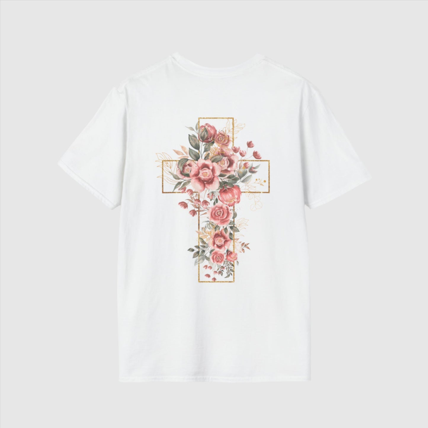 Custom Unisex Blooming Flower Cross Softstyle T-Shirt | PERSONALIZED - ChoreGirl