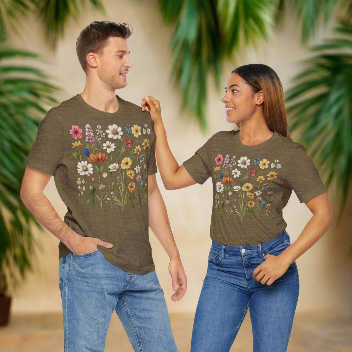 Custom Unisex Vintage Gardening Style Flower Jersey Short Sleeve Tee | PERSONALIZED - ChoreGirl