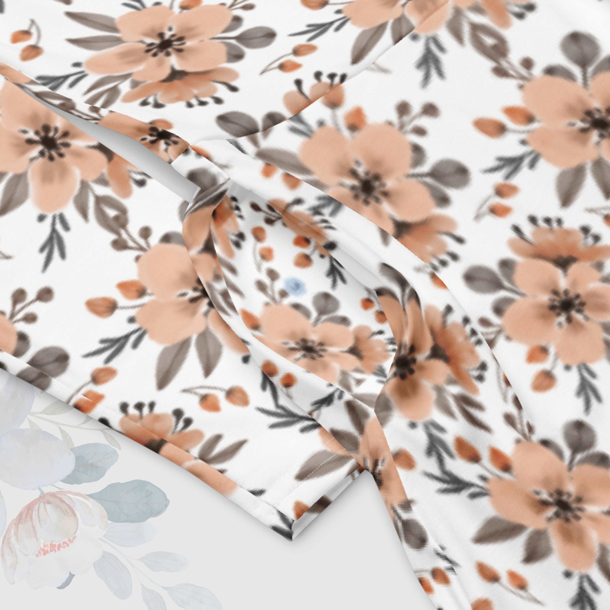 Custom Women's Flower Pattern Long Sleeve Midi Dress with Pockets | PERSONALIZED - ChoreGirl