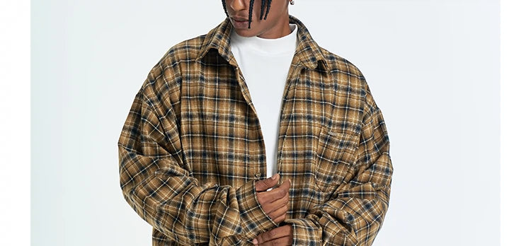 Unisex Retro Plaid Long Sleeve Button Up Shirt - ChoreGirl