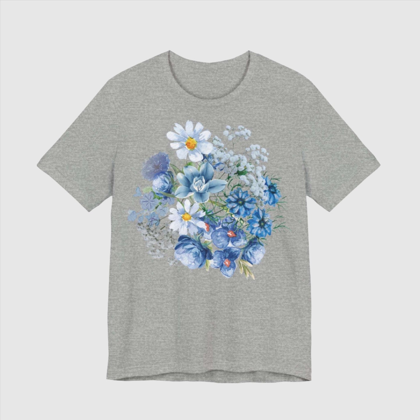 Custom Unisex Vintage Gardening Style Blue Flower Jersey Short Sleeve Tee | PERSONALIZED - ChoreGirl