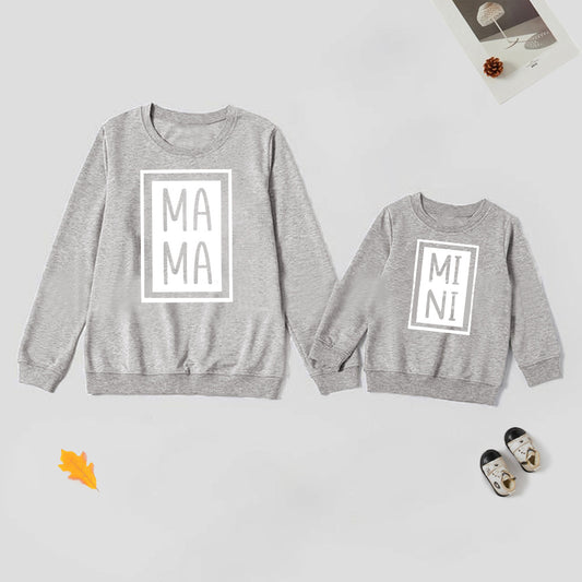 Mother and Daughter Gray, Black And White Three-color Sweatshirts - ChoreGirl