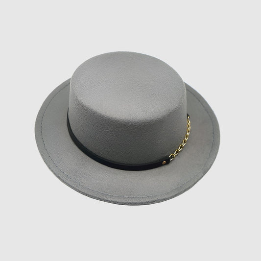 Unisex Solid Color Retro British Style Flat Top Hat - ChoreGirl