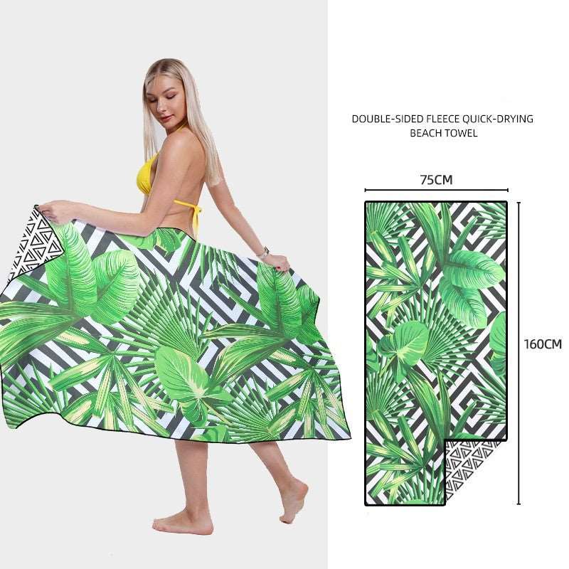 Double-side Printed Quick-drying Velvet Beach Towel - ChoreGirl
