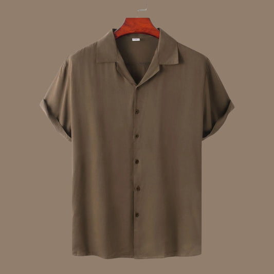 Men's Casual Solid Color Short Sleeved Button-up Shirt - ChoreGirl